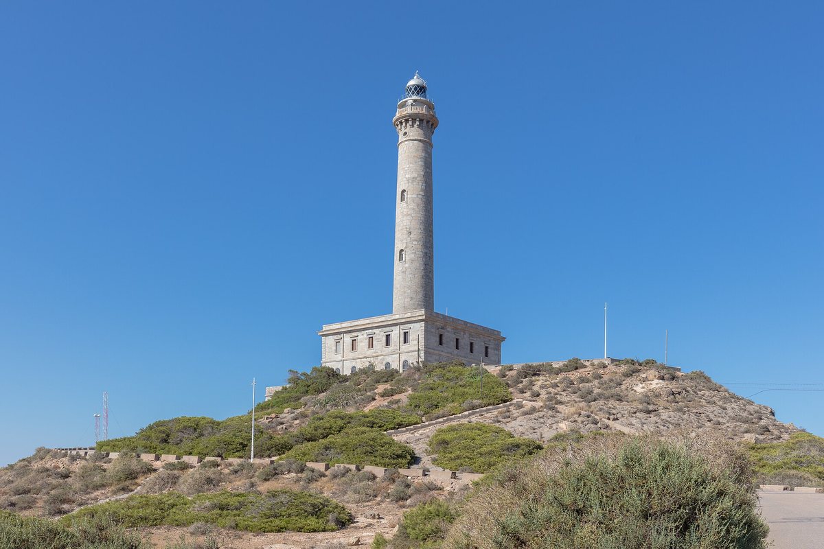 The Cabo de Palos lighthouse on the rocky cape