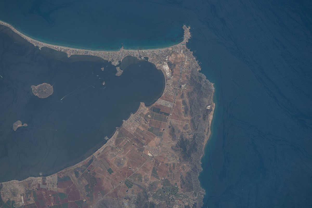 The Mar Menor and the La Manga sandbar photographed from the International Space Station