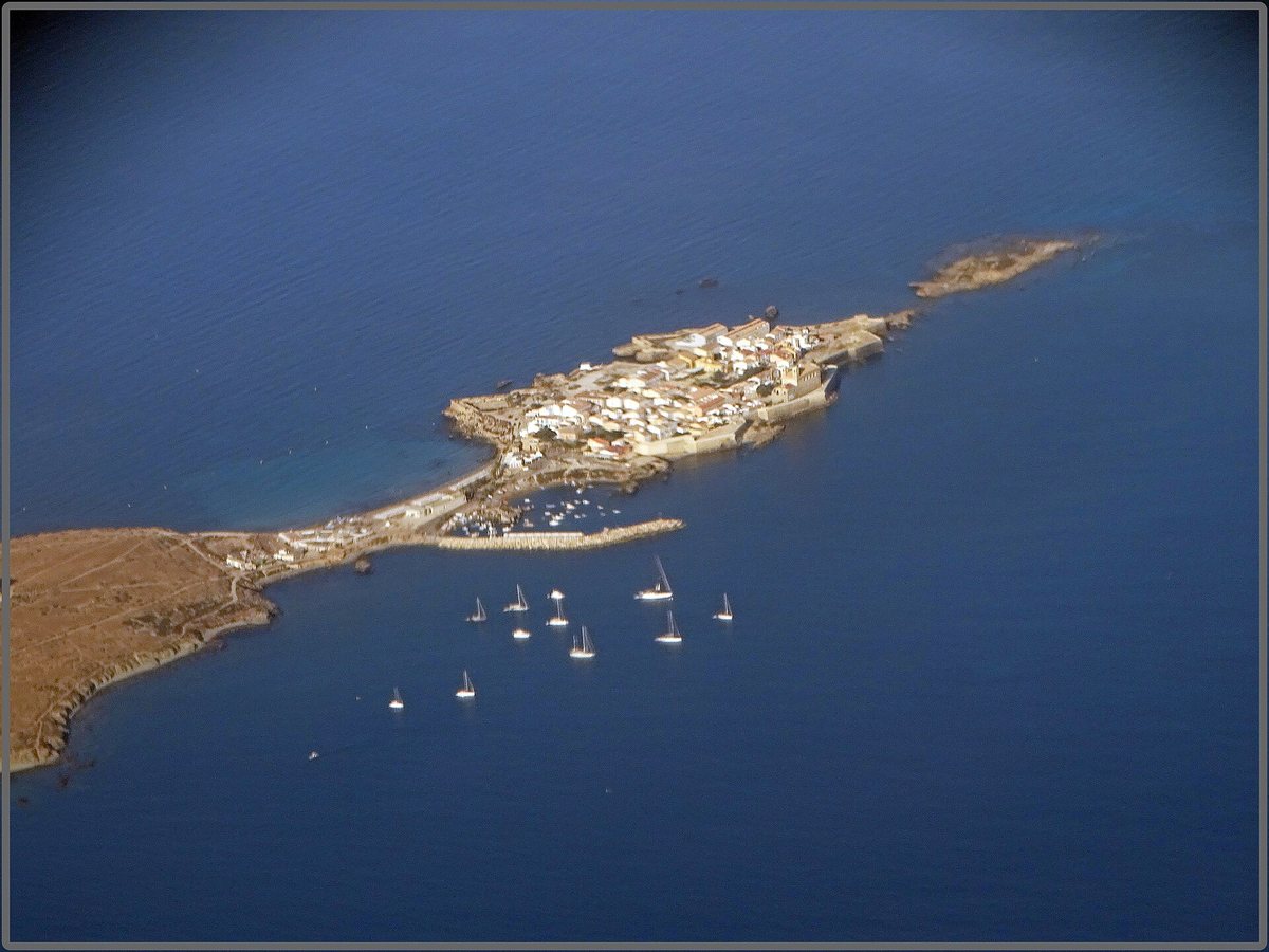 Aerial view of Tabarca island off the coast of Alicante